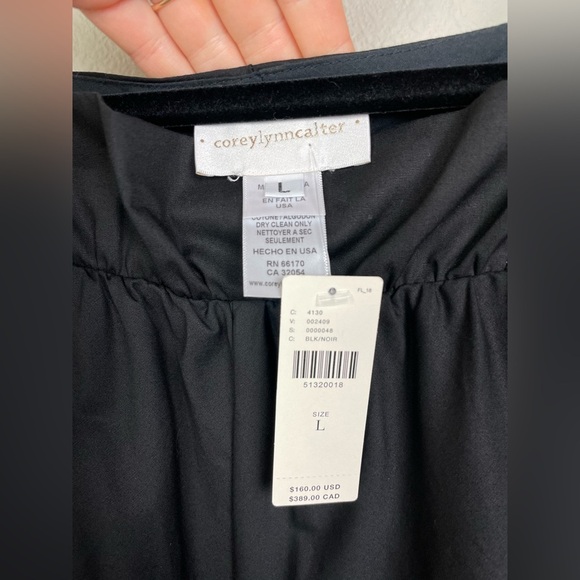 Anthro Corey Lynn Calter Harper Midi Dress Women's Large Poplin Tie Waist Black - Picture 13 of 16